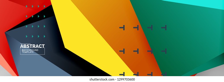 Bright colorful triangular poly 3d composition, vector abstract geometric background, minimal design, polygonal futuristic poster