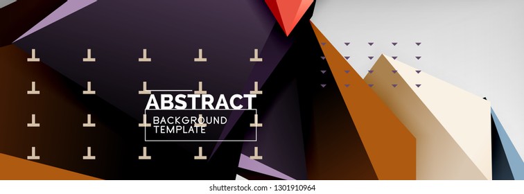 Bright colorful triangular poly 3d composition, vector abstract geometric background, minimal design, polygonal futuristic poster