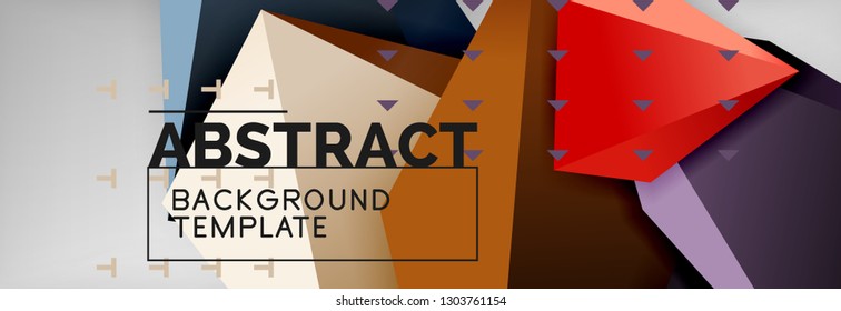 Bright colorful triangular poly 3d composition, vector abstract geometric background, minimal design, polygonal futuristic poster