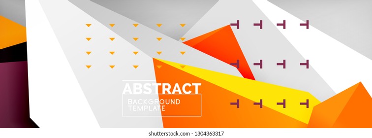 Bright colorful triangular poly 3d composition, vector abstract geometric background, minimal design, polygonal futuristic poster