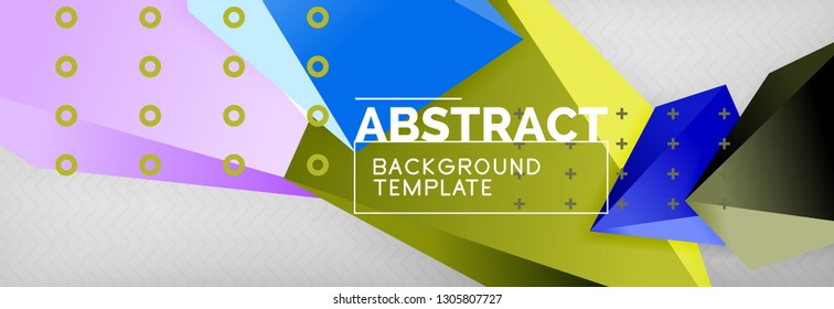 Hellbunt bunter Dreieckspolympietrie, 3D-Komposition, abstrakter, geometrischer Hintergrund, minimales Design, polygonales futuristisches Poster