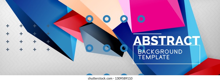 Bright colorful triangular poly 3d composition, vector abstract geometric background, minimal design, polygonal futuristic poster
