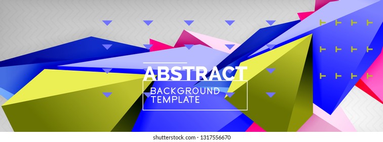 Composición 3d de poli triangular brillante, fondo geométrico abstracto vectorial, diseño mínimo, póster futurista poligonal