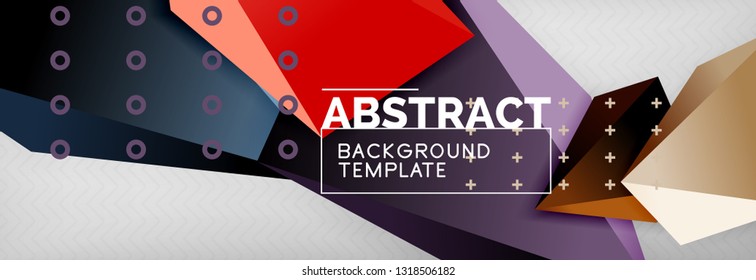 Bright colorful triangular poly 3d composition, vector abstract geometric background, minimal design, polygonal futuristic poster