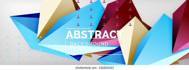 Composição triangular brilhante triangular 3d, fundo geométrico abstrato vetorial, design mínimo, poster futurista poligonal