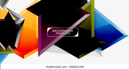 Composición 3d de poli triangular brillante, fondo geométrico abstracto vectorial, diseño mínimo, póster futurista poligonal