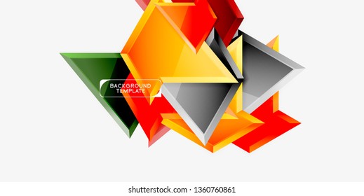 Composición 3d de poli triangular brillante, fondo geométrico abstracto vectorial, diseño mínimo, póster futurista poligonal