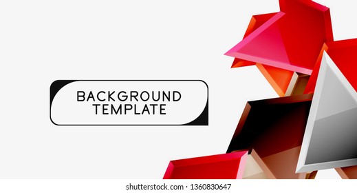 Bright colorful triangular poly 3d composition, vector abstract geometric background, minimal design, polygonal futuristic poster