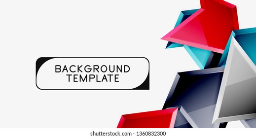 Composição triangular brilhante triangular 3d, fundo geométrico abstrato vetorial, design mínimo, poster futurista poligonal