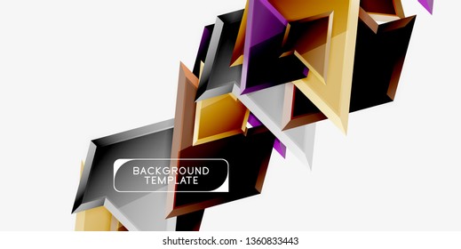 Bright colorful triangular poly 3d composition, vector abstract geometric background, minimal design, polygonal futuristic poster