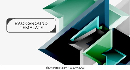 Bright colorful triangular poly 3d composition, vector abstract geometric background, minimal design, polygonal futuristic poster