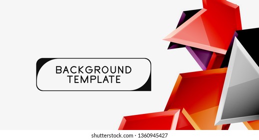 Bright colorful triangular poly 3d composition, vector abstract geometric background, minimal design, polygonal futuristic poster