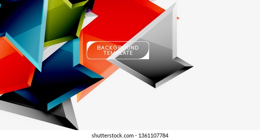 Composición 3d de poli triangular brillante, fondo geométrico abstracto vectorial, diseño mínimo, póster futurista poligonal