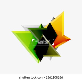 Bright colorful triangular poly 3d composition, vector abstract geometric background, minimal design, polygonal futuristic poster
