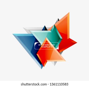 Hellbunt bunter Dreieckspolympietrie, 3D-Komposition, abstrakter, geometrischer Hintergrund, minimales Design, polygonales futuristisches Poster