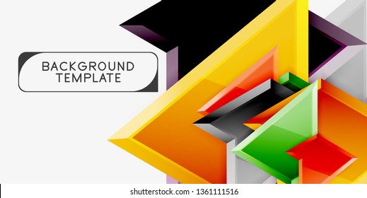 Bright colorful triangular poly 3d composition, vector abstract geometric background, minimal design, polygonal futuristic poster