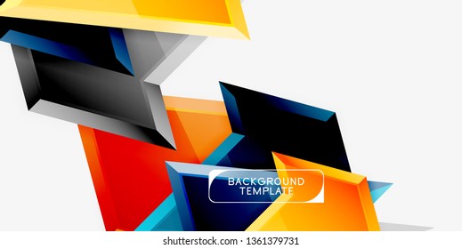 Bright colorful triangular poly 3d composition, vector abstract geometric background, minimal design, polygonal futuristic poster