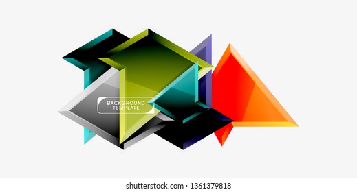 Composición 3d de poli triangular brillante, fondo geométrico abstracto vectorial, diseño mínimo, póster futurista poligonal