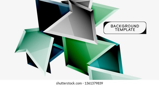 Bright colorful triangular poly 3d composition, vector abstract geometric background, minimal design, polygonal futuristic poster