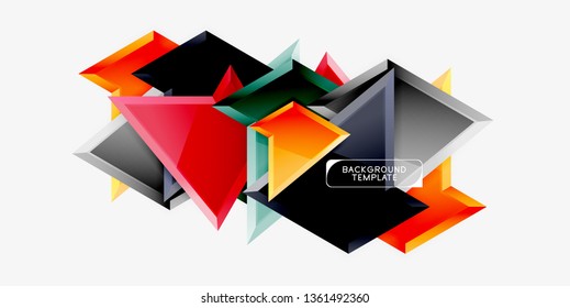 Composición 3d de poli triangular brillante, fondo geométrico abstracto vectorial, diseño mínimo, póster futurista poligonal