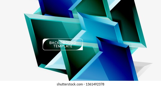 Composición 3d de poli triangular brillante, fondo geométrico abstracto vectorial, diseño mínimo, póster futurista poligonal