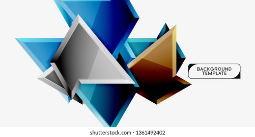 Composición 3d de poli triangular brillante, fondo geométrico abstracto vectorial, diseño mínimo, póster futurista poligonal