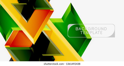 Composición 3d de poli triangular brillante, fondo geométrico abstracto vectorial, diseño mínimo, póster futurista poligonal