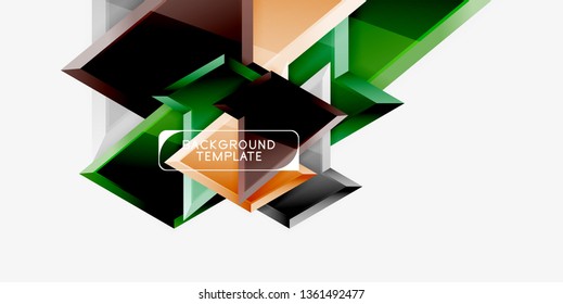 Bright colorful triangular poly 3d composition, vector abstract geometric background, minimal design, polygonal futuristic poster