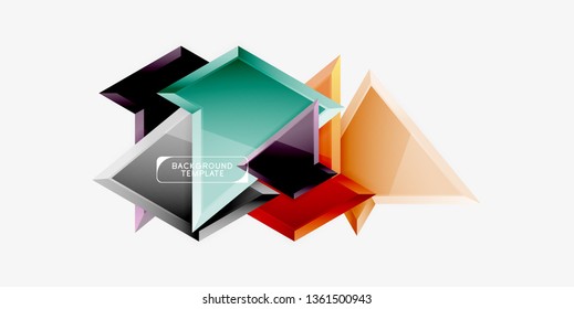 Composición 3d de poli triangular brillante, fondo geométrico abstracto vectorial, diseño mínimo, póster futurista poligonal