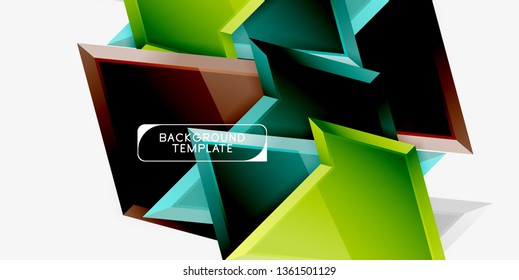 Bright colorful triangular poly 3d composition, vector abstract geometric background, minimal design, polygonal futuristic poster