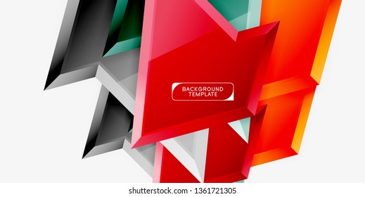 Composición 3d de poli triangular brillante, fondo geométrico abstracto vectorial, diseño mínimo, póster futurista poligonal