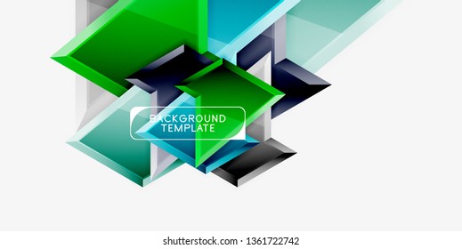 Composição triangular brilhante triangular 3d, fundo geométrico abstrato vetorial, design mínimo, poster futurista poligonal
