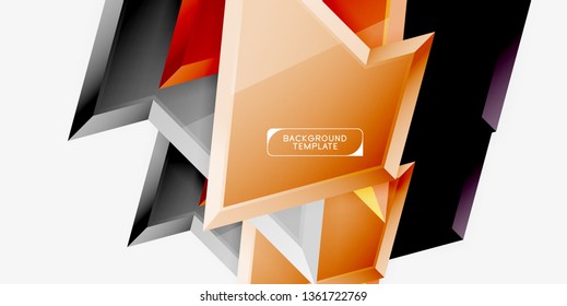 Bright colorful triangular poly 3d composition, vector abstract geometric background, minimal design, polygonal futuristic poster