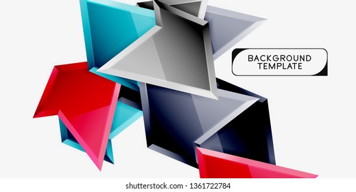 Composición 3d de poli triangular brillante, fondo geométrico abstracto vectorial, diseño mínimo, póster futurista poligonal