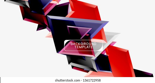 Hellbunt bunter Dreieckspolympietrie, 3D-Komposition, abstrakter, geometrischer Hintergrund, minimales Design, polygonales futuristisches Poster
