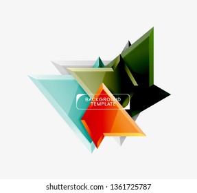 Composición 3d de poli triangular brillante, fondo geométrico abstracto vectorial, diseño mínimo, póster futurista poligonal