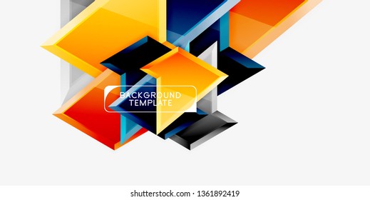 Bright colorful triangular poly 3d composition, vector abstract geometric background, minimal design, polygonal futuristic poster
