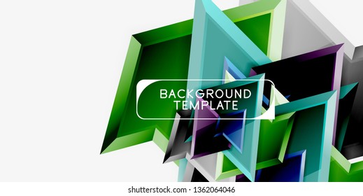 Composición 3d de poli triangular brillante, fondo geométrico abstracto vectorial, diseño mínimo, póster futurista poligonal