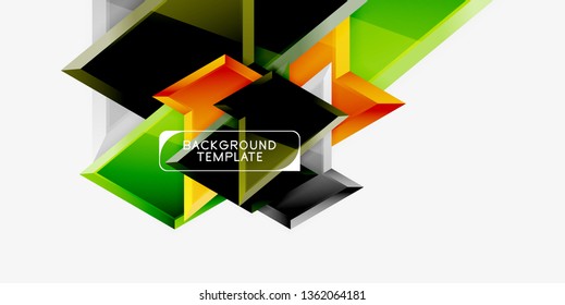 Bright colorful triangular poly 3d composition, vector abstract geometric background, minimal design, polygonal futuristic poster