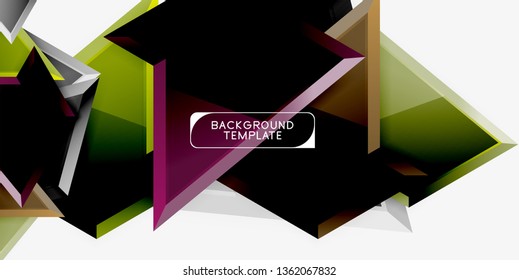 Composición 3d de poli triangular brillante, fondo geométrico abstracto vectorial, diseño mínimo, póster futurista poligonal