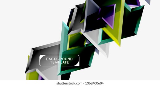 Composición 3d de poli triangular brillante, fondo geométrico abstracto vectorial, diseño mínimo, póster futurista poligonal