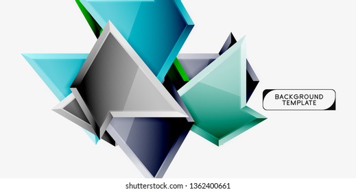 Composición 3d de poli triangular brillante, fondo geométrico abstracto vectorial, diseño mínimo, póster futurista poligonal