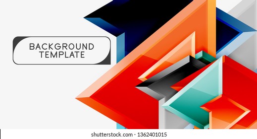 Bright colorful triangular poly 3d composition, vector abstract geometric background, minimal design, polygonal futuristic poster