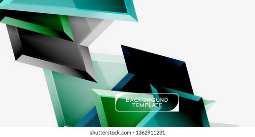 Composición 3d de poli triangular brillante, fondo geométrico abstracto vectorial, diseño mínimo, póster futurista poligonal