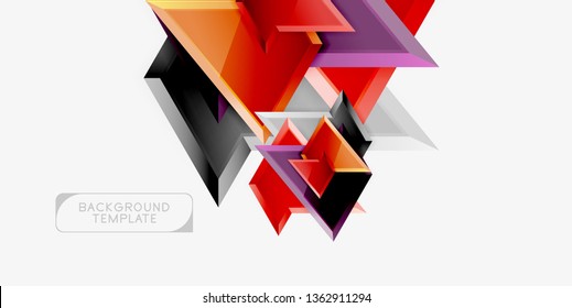 Hellbunt bunter Dreieckspolympietrie, 3D-Komposition, abstrakter, geometrischer Hintergrund, minimales Design, polygonales futuristisches Poster