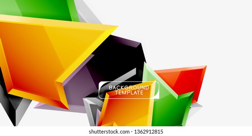 Composición 3d de poli triangular brillante, fondo geométrico abstracto vectorial, diseño mínimo, póster futurista poligonal