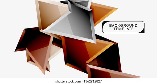 Composición 3d de poli triangular brillante, fondo geométrico abstracto vectorial, diseño mínimo, póster futurista poligonal