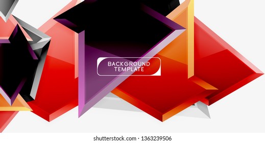 Composición 3d de poli triangular brillante, fondo geométrico abstracto vectorial, diseño mínimo, póster futurista poligonal
