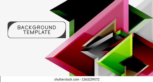 Hellbunt bunter Dreieckspolympietrie, 3D-Komposition, abstrakter, geometrischer Hintergrund, minimales Design, polygonales futuristisches Poster
