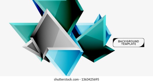 Hellbunt bunter Dreieckspolympietrie, 3D-Komposition, abstrakter, geometrischer Hintergrund, minimales Design, polygonales futuristisches Poster